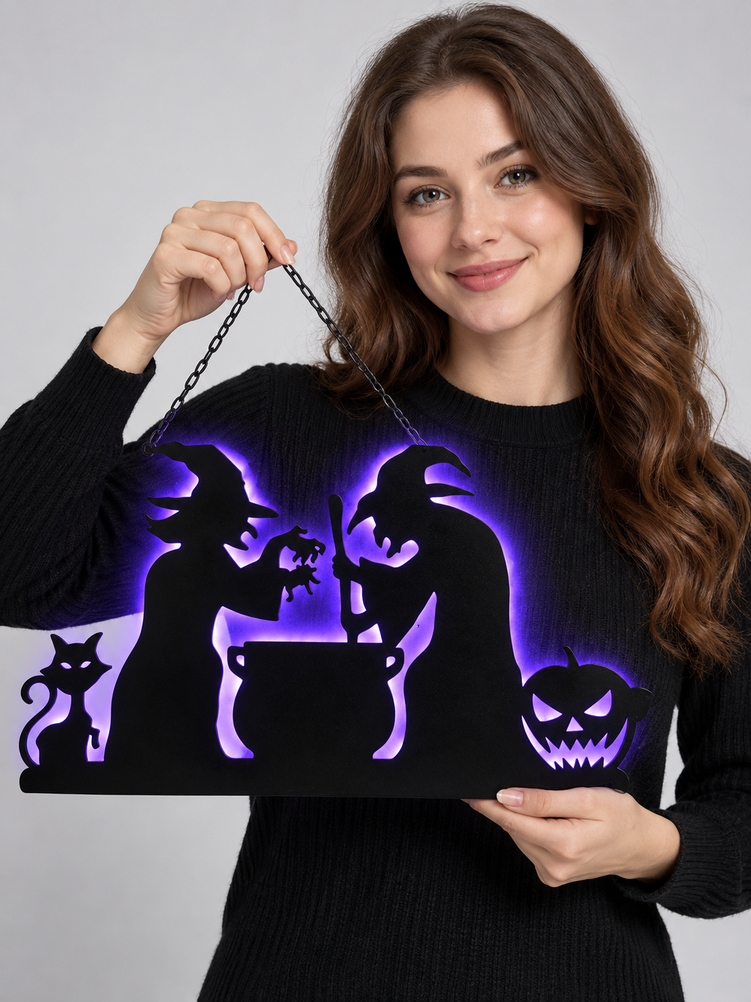 Backlit Hanging Decoration, Black and Purple