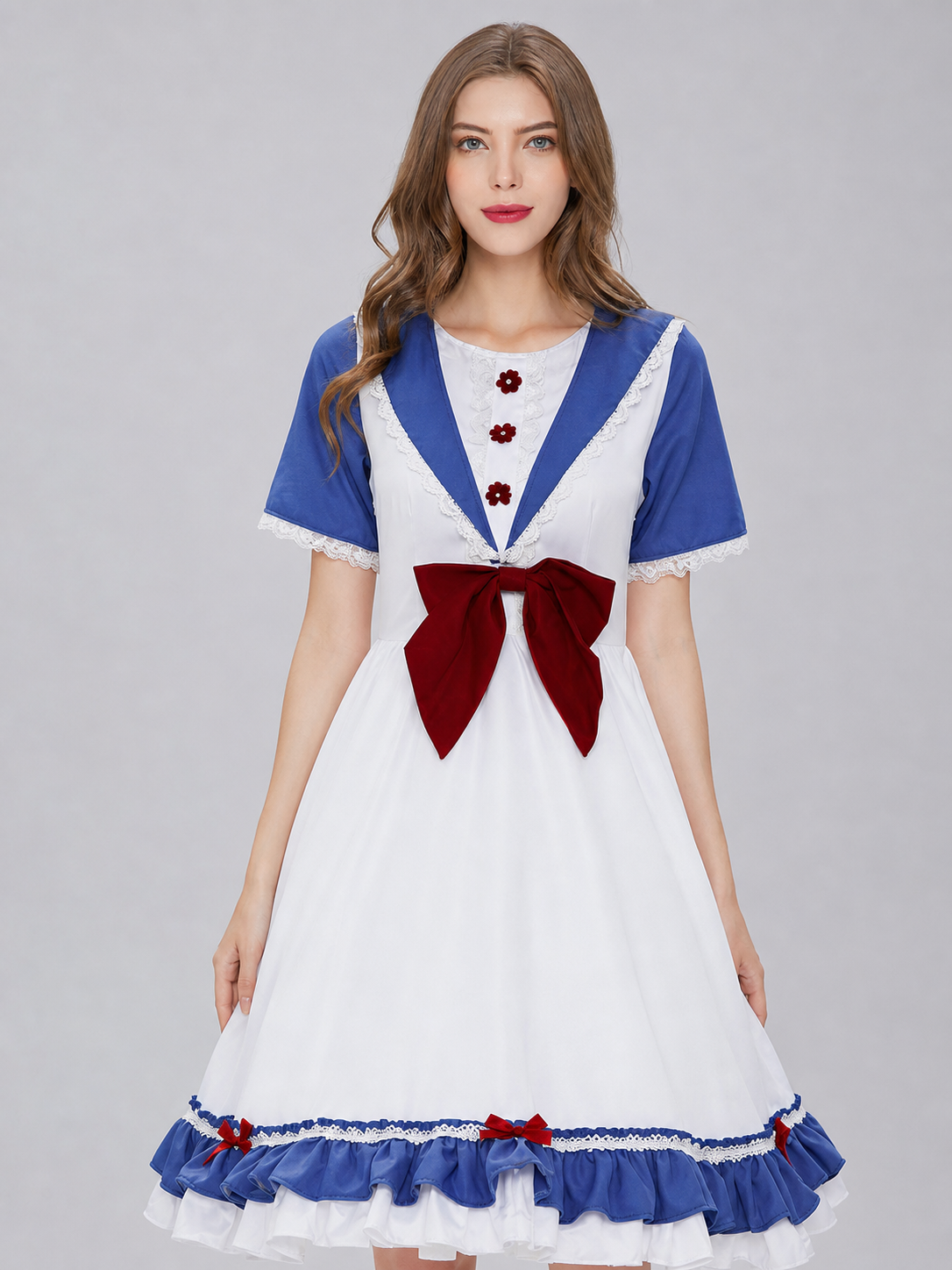 Cosplay Dress Costume with a Bow and Ruffles