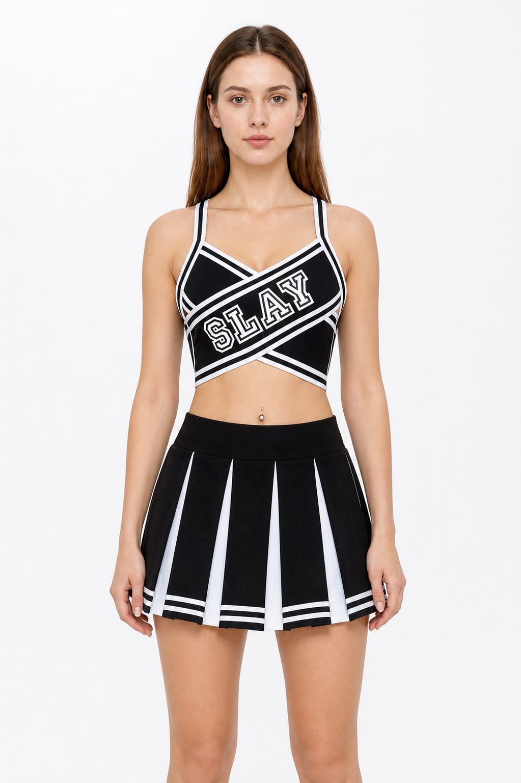 Two-Piece Black and White Cheerleading Costume Costumes detail 2