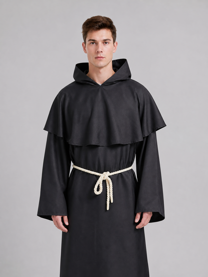 Hooded Monk Costume with Cape and Cross