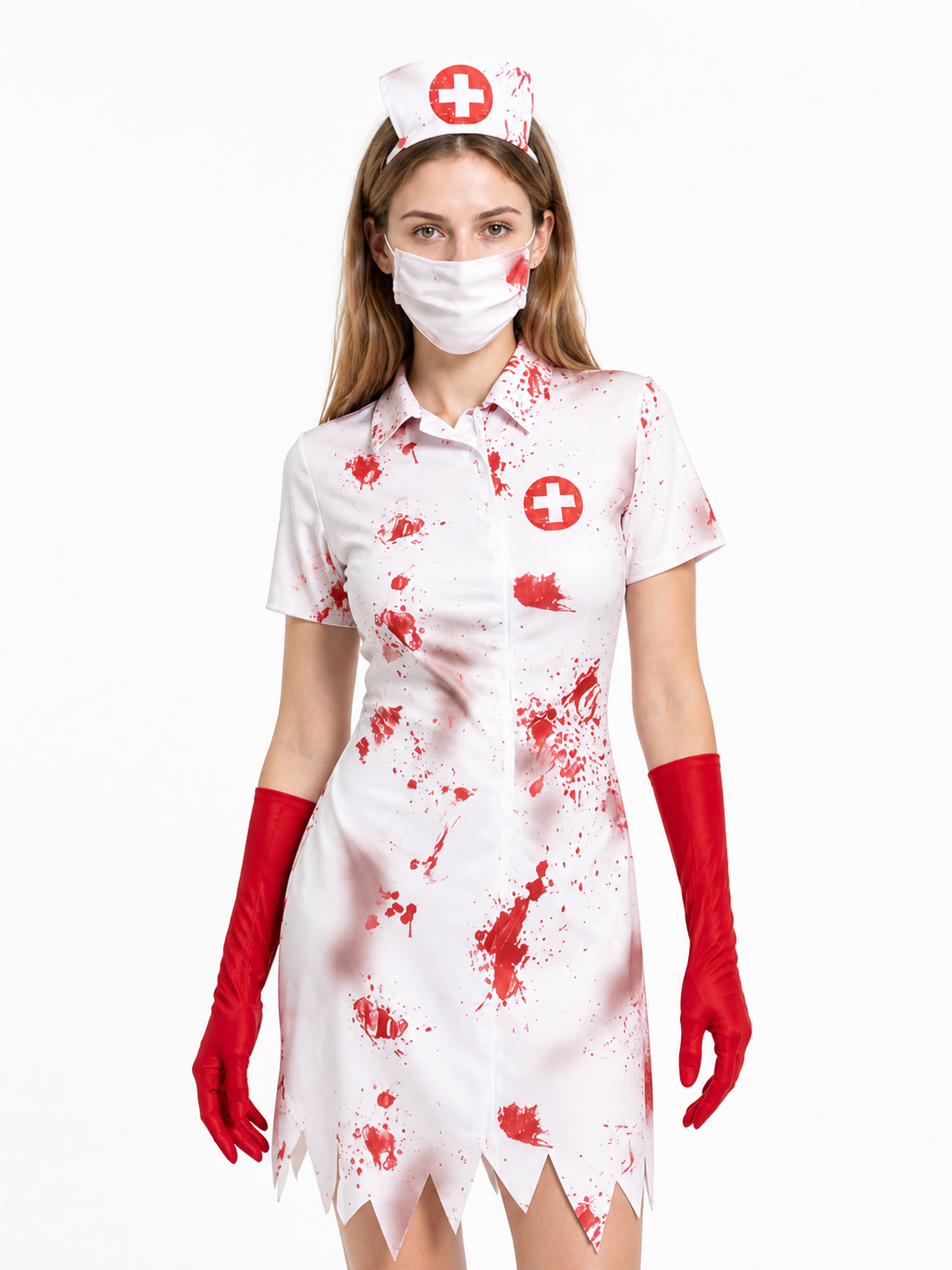 Zombie Medical Worker Costume with Blood for Halloween