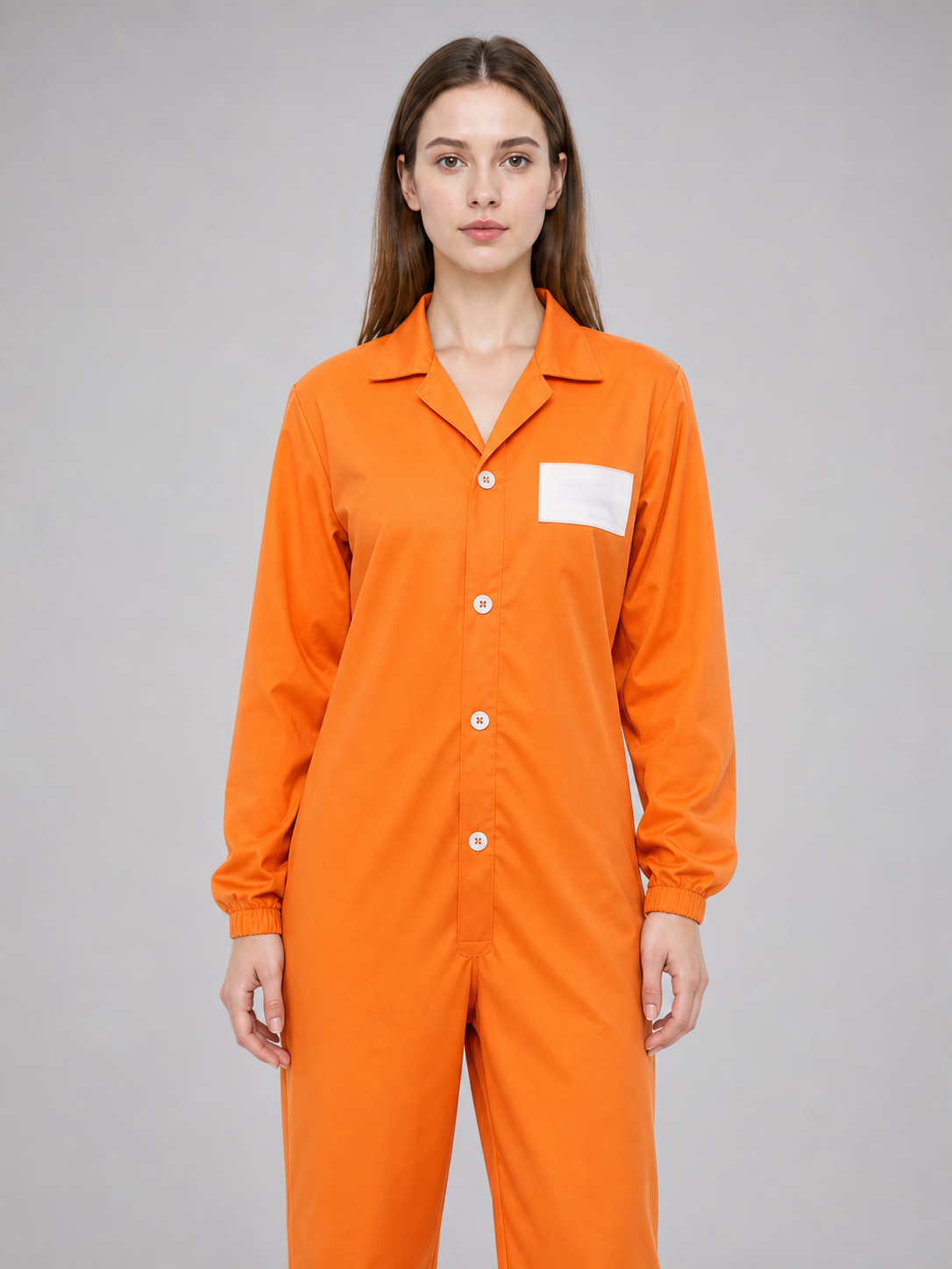 Orange long-sleeve jumpsuit with chest patch product view 37