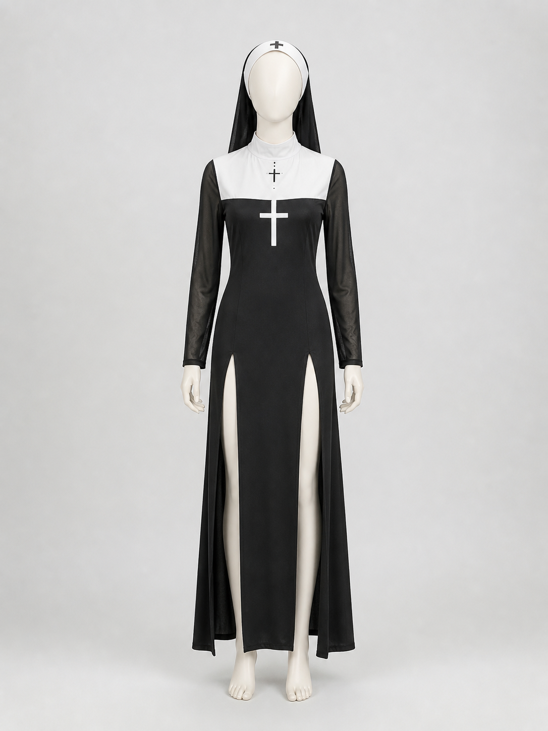 Cross-Themed Cosplay Set: Dress and Headpiece Costume Dresses detail 3
