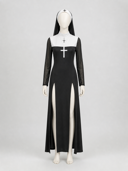 Cross-Themed Cosplay Set: Dress and Headpiece Costume Dresses detail 3