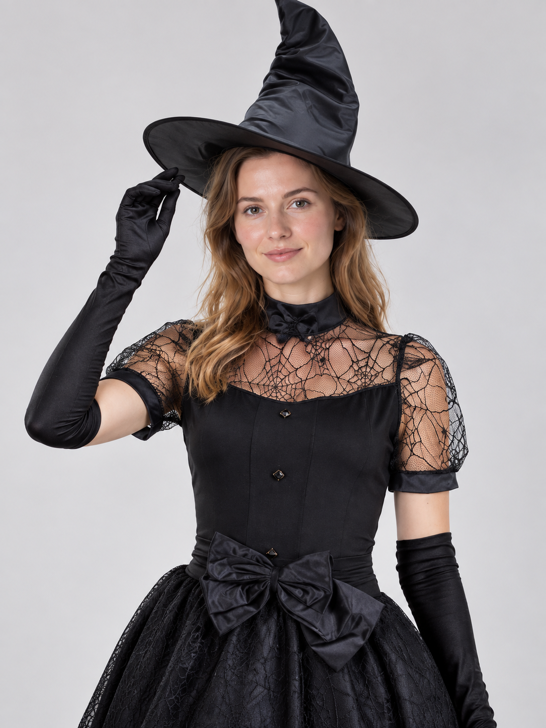 Black Carnival Costume: Dress, Hat, Gloves