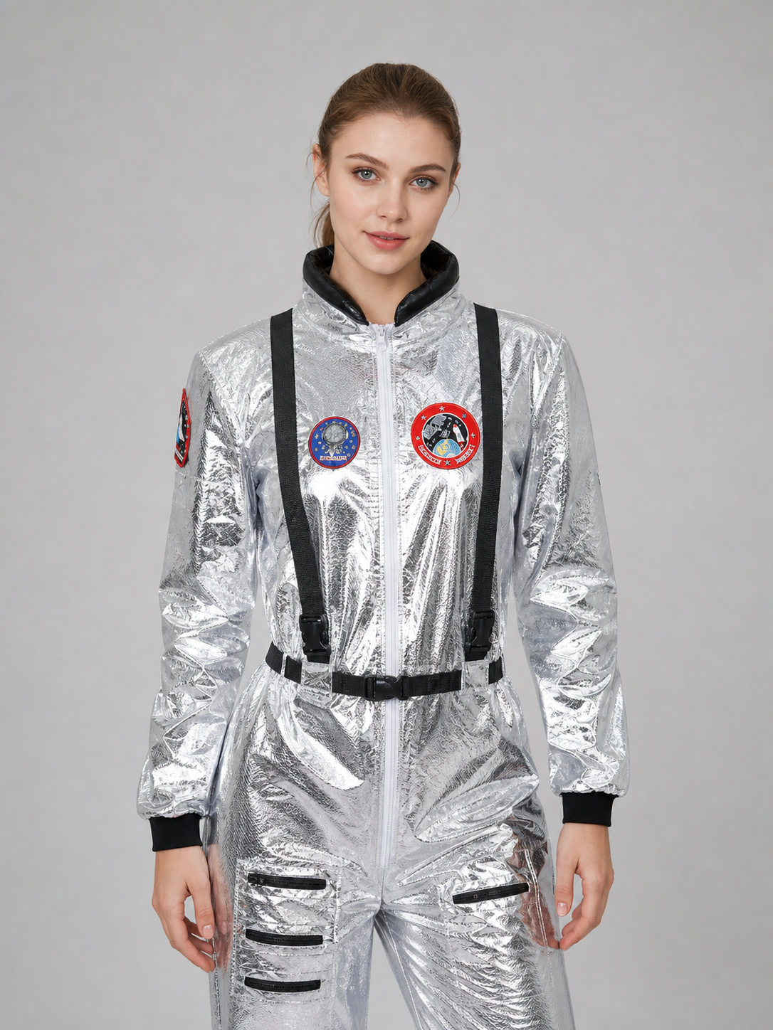 Astronaut Cosplay Costume, Silver Jumpsuit Costumes detail 3