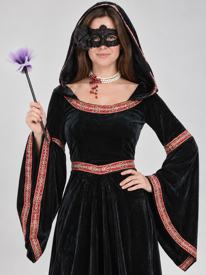 Costume: Black Hooded Dress, Mask, Wand