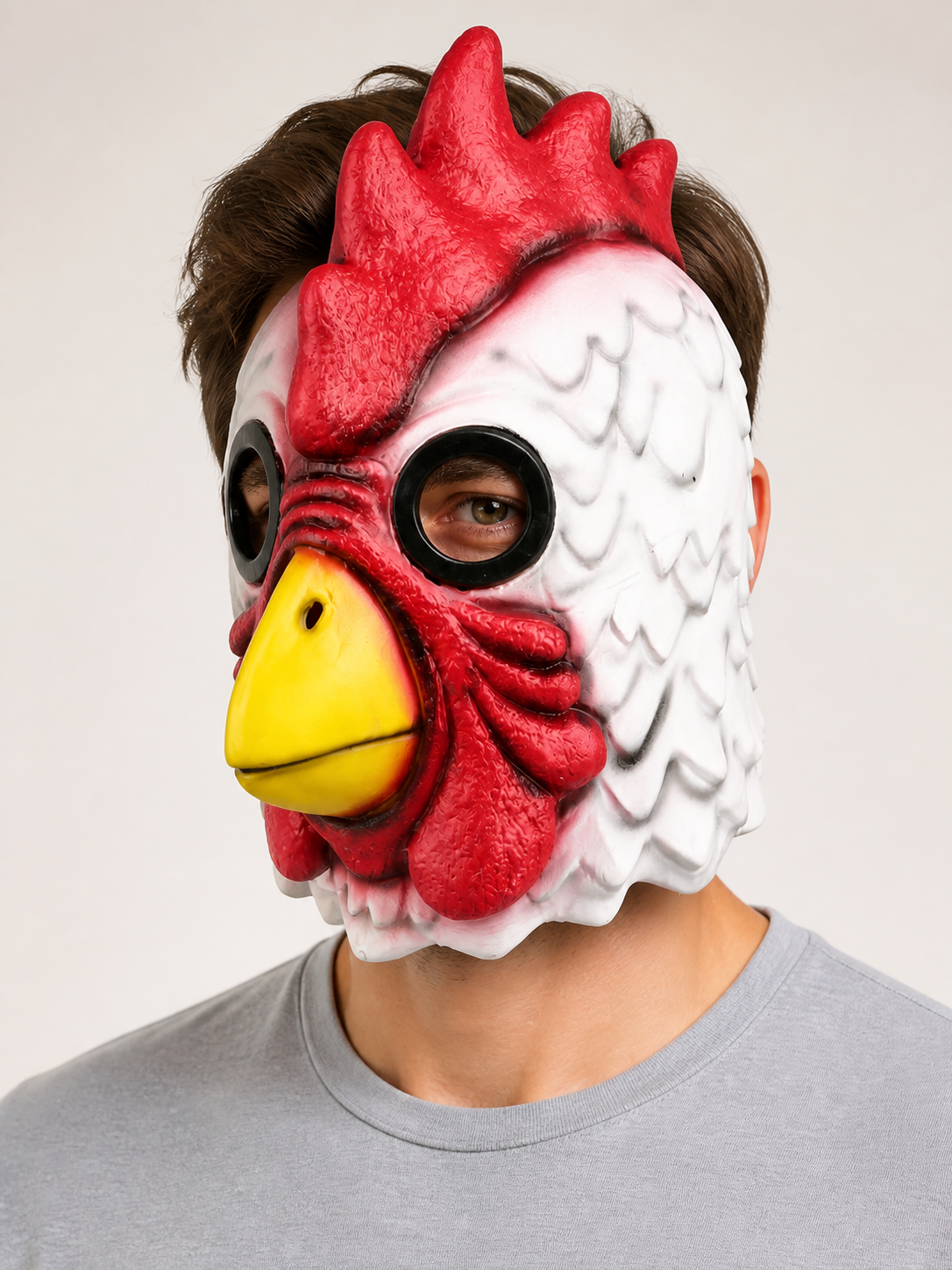White and Red Rooster Carnival Headpiece for Halloween Costume Headwear detail 2