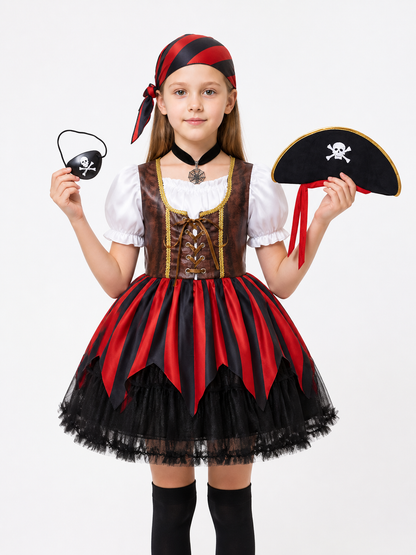 Children's Pirate Costume with Striped Dress and Corset Costume Dresses detail 3