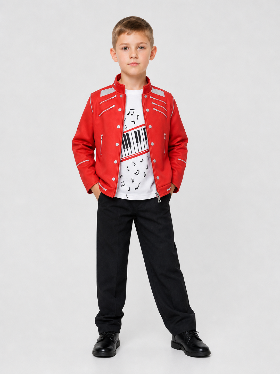 Children’s Michael Jackson-style costume, red jacket, 3-piece product detail 3