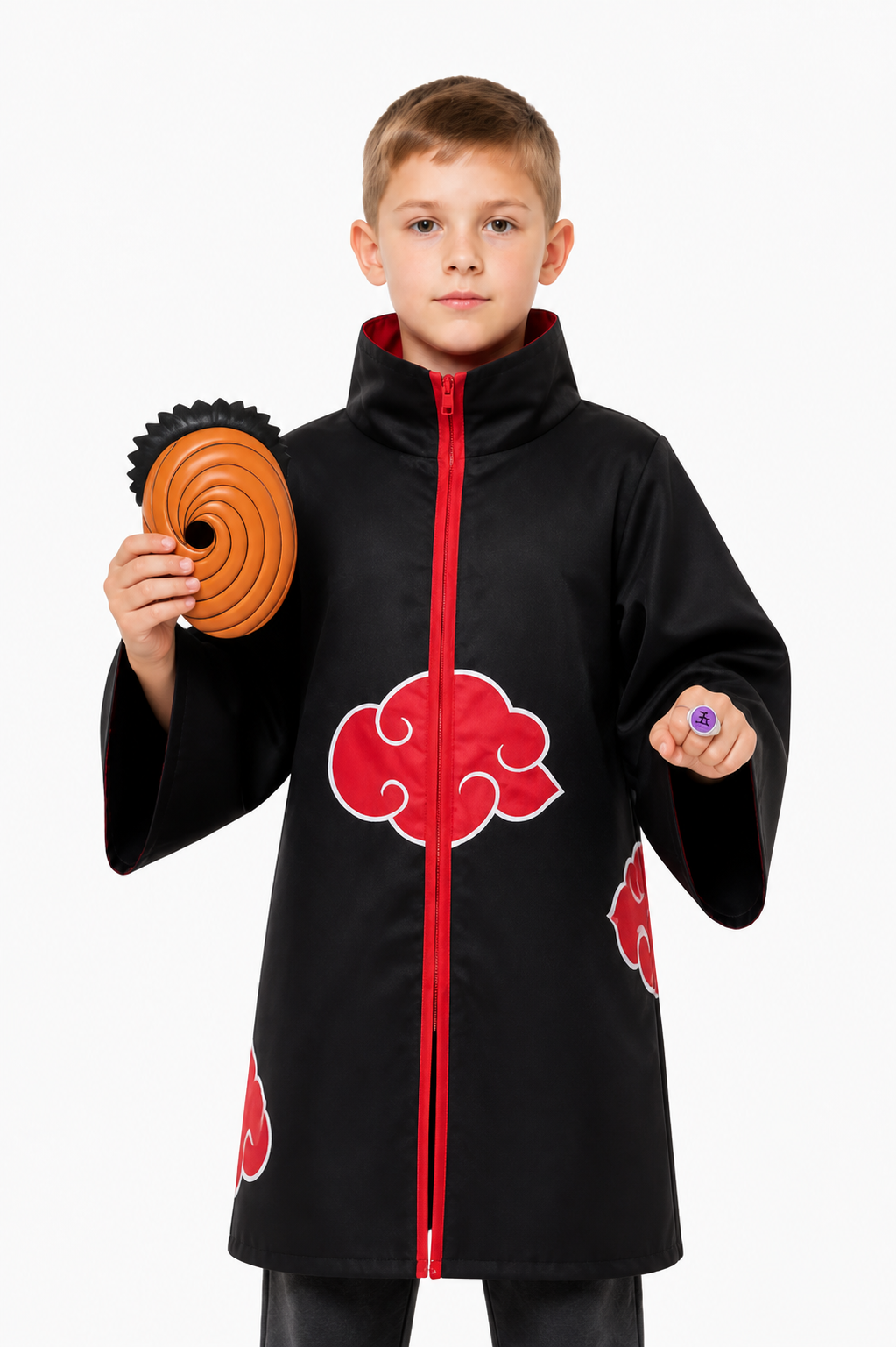 Akatsuki Costume with Cloak and Mask for Cosplay Costume Capes detail 3