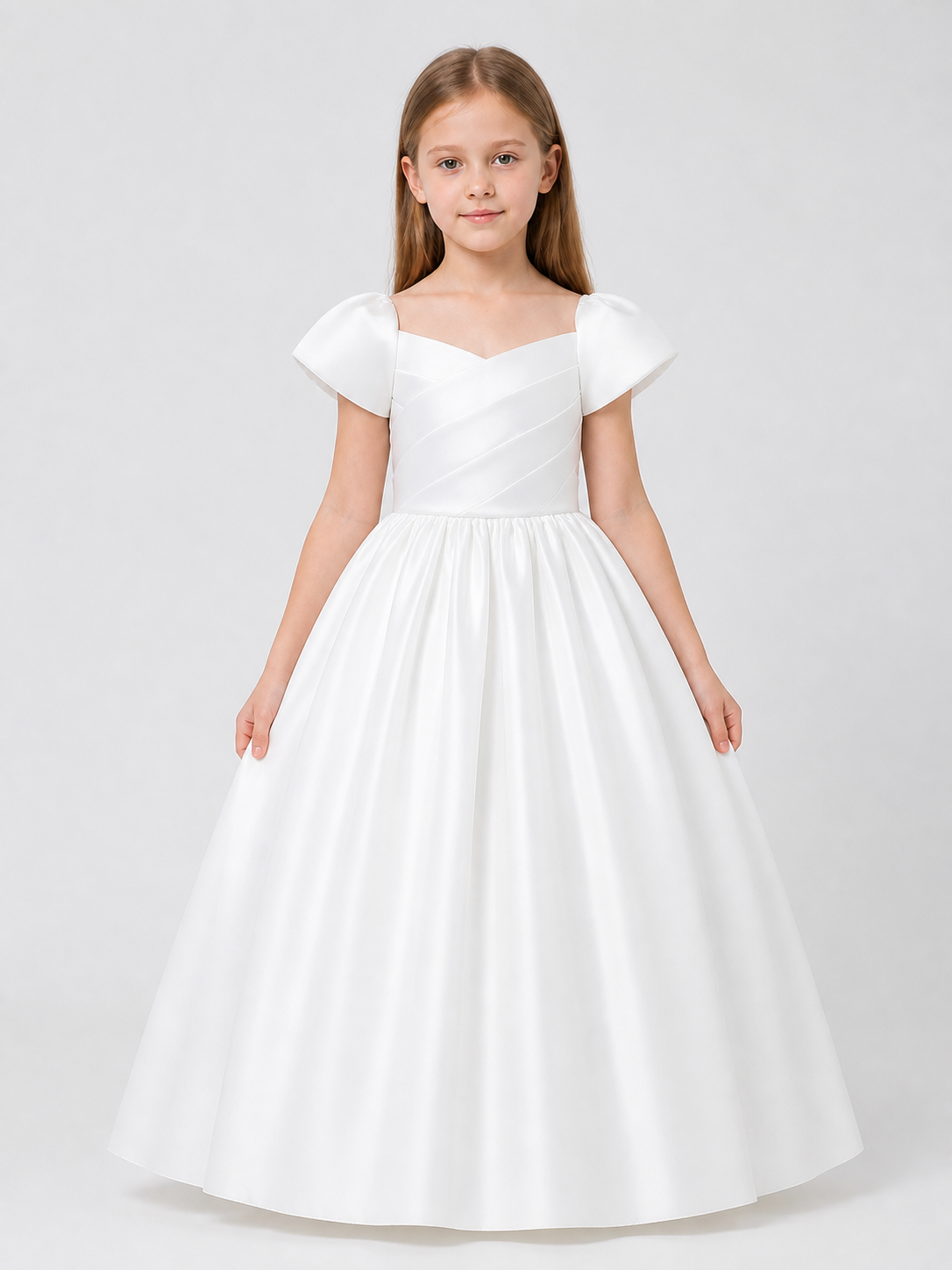 White Girls’ Princess Dress with a Full Skirt product detail 3