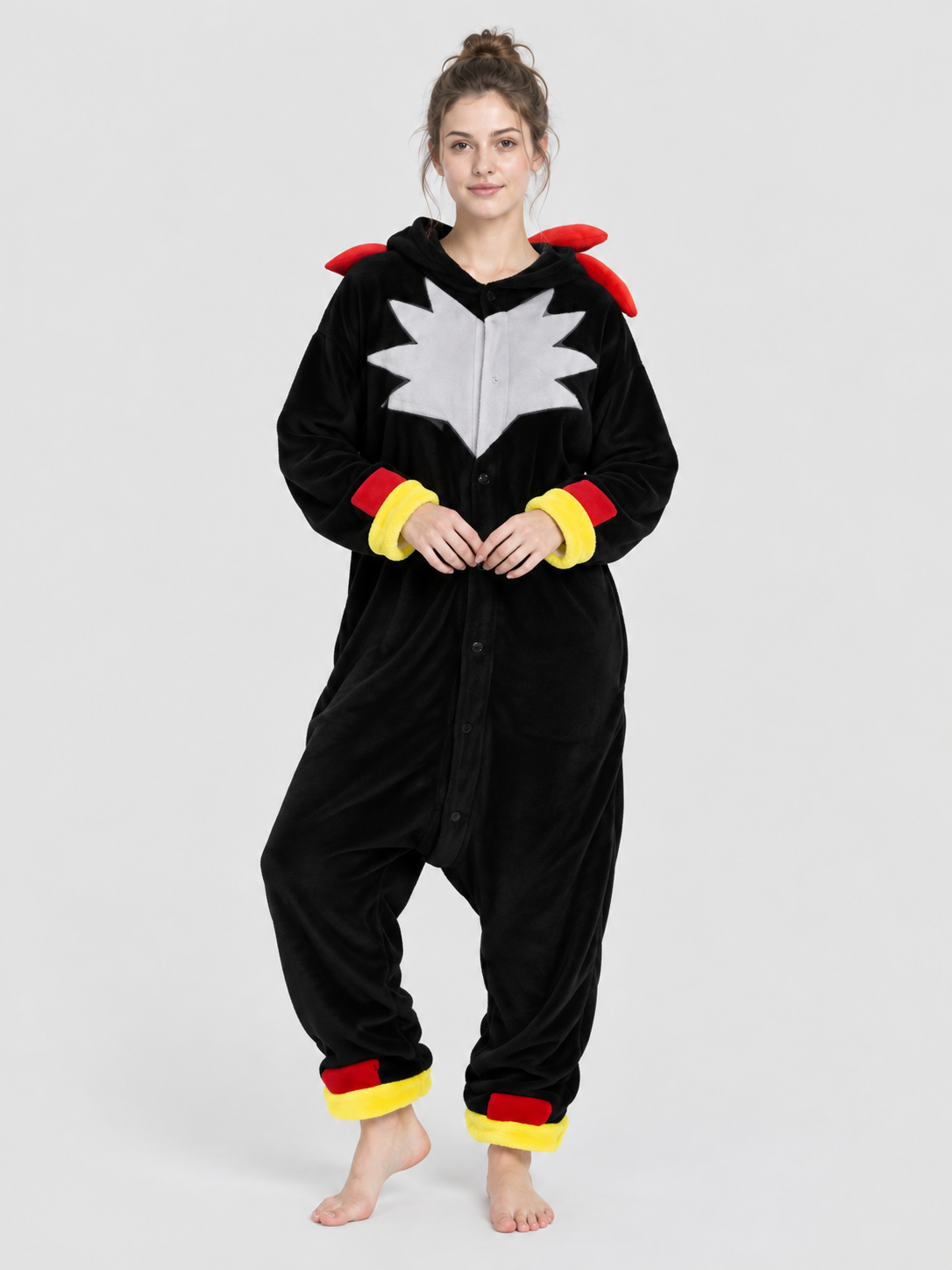 Black Pajama Jumpsuit with Dragon Print