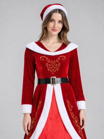 Red and White Christmas Character Costume with Hat