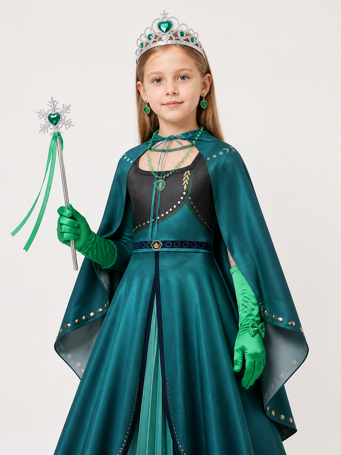 Princess Costume with Cape, Dark Green Costume Capes detail 2