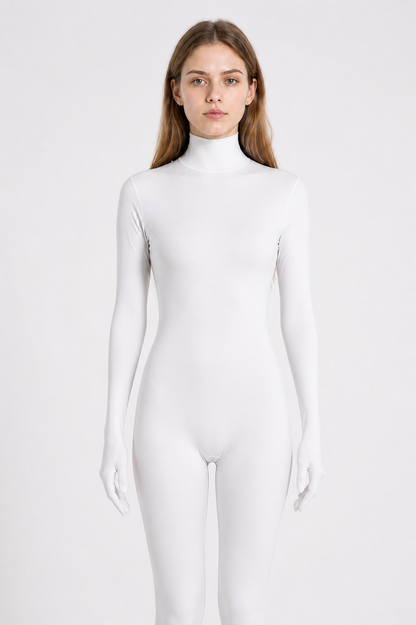 White Hooded Bodysuit with Gloves and Socks product detail 2