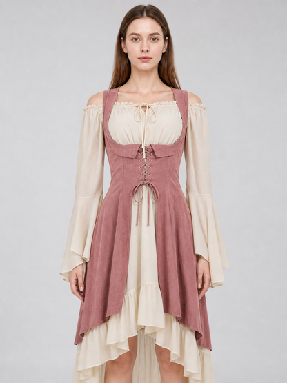 Renaissance-Style Dress with Corset and Ruffles