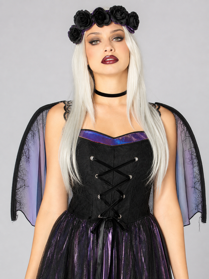 Gothic Dress with Wings and Pointed Hem