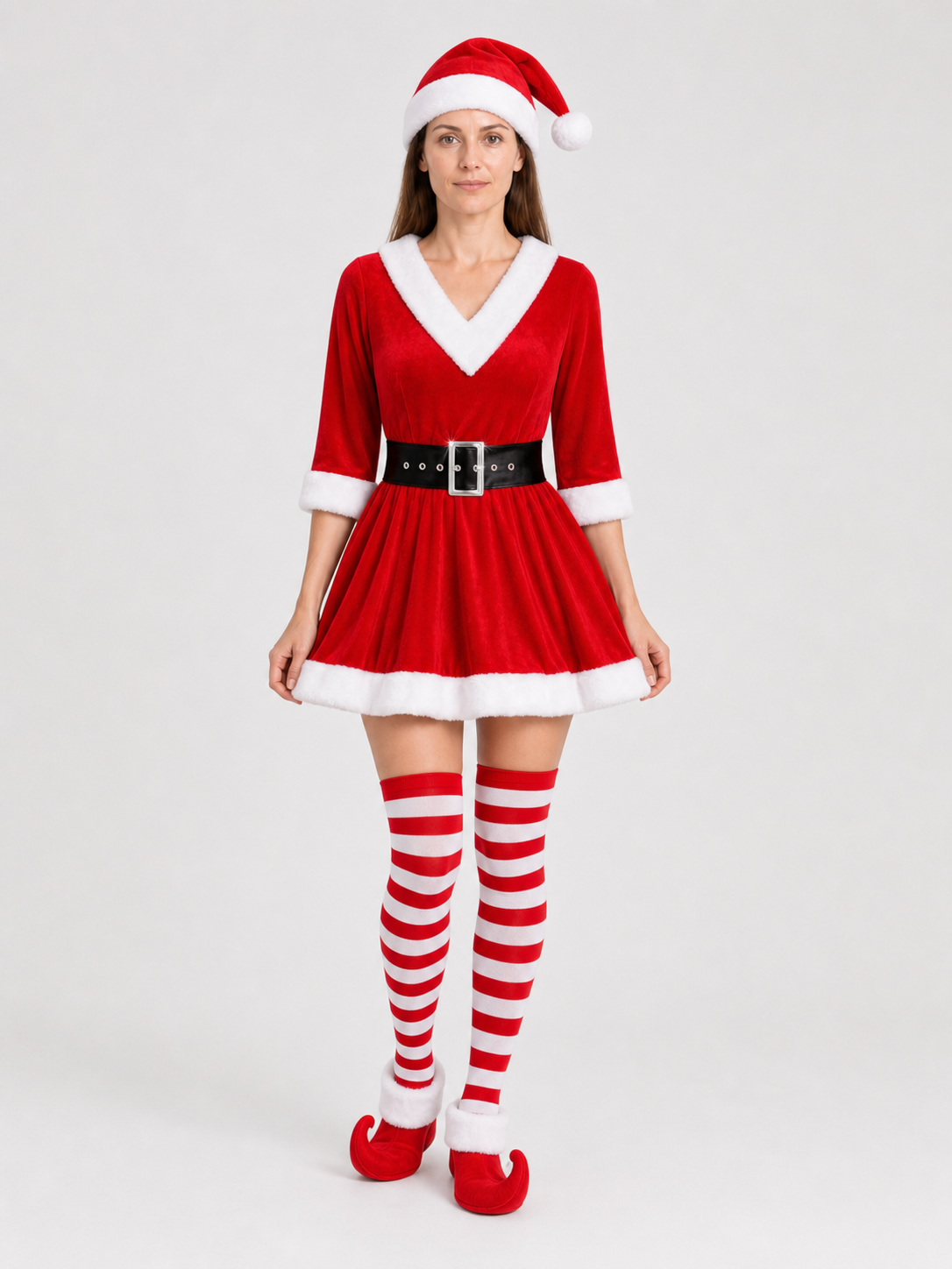 Santa Claus Christmas Costume: Dress, Hat, Belt Costume Dresses detail 3