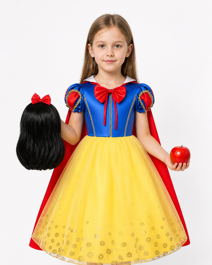 Snow White Children's Costume with Cape and Wig Costume Capes detail 3