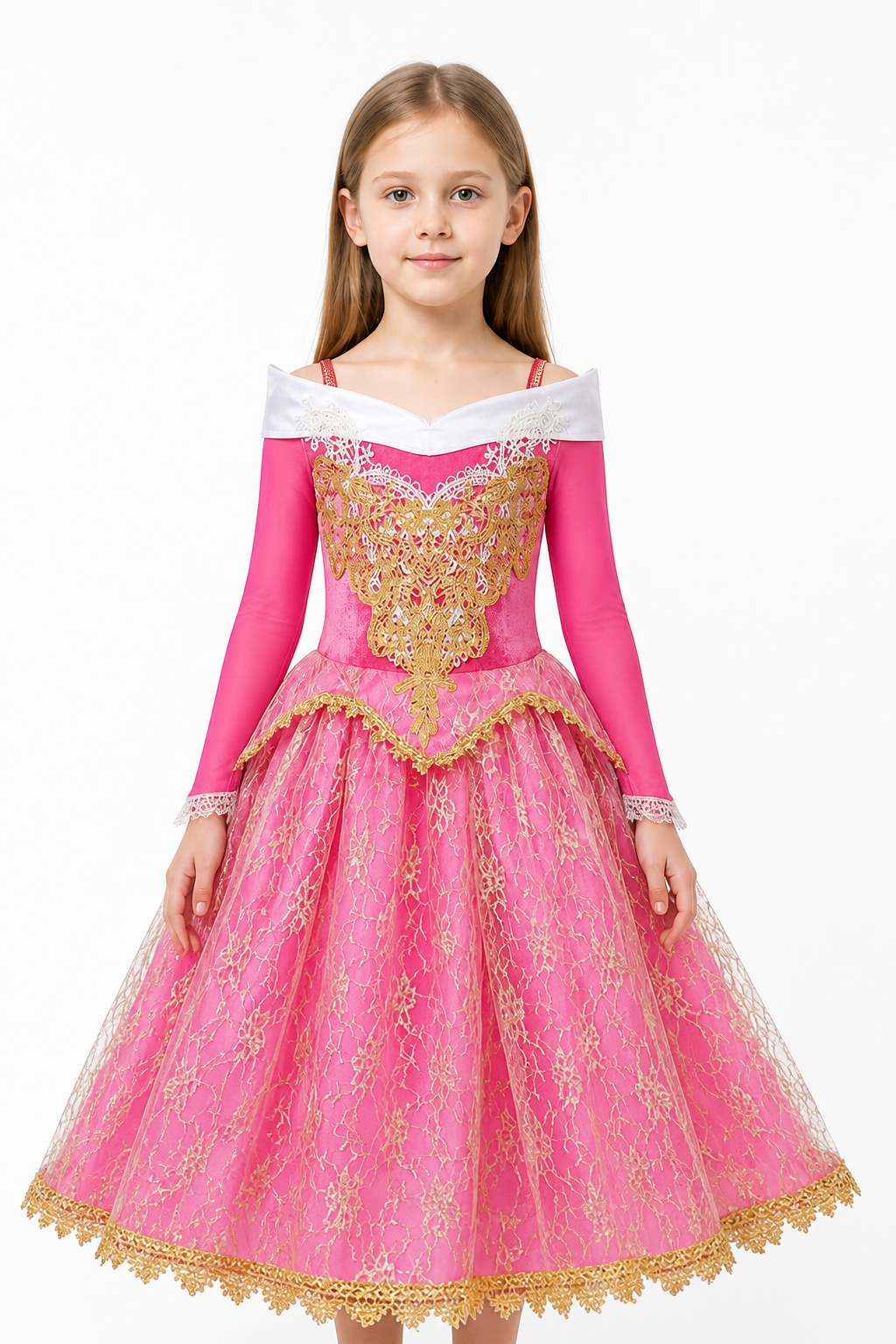 Full-Skirted Aurora Princess Dress with Embroidery Costume Dresses detail 3