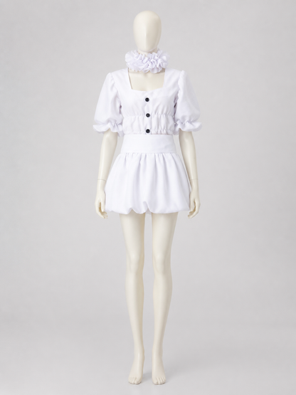 White Clown Stage Costume with Mask for Halloween Costume Masks detail 3