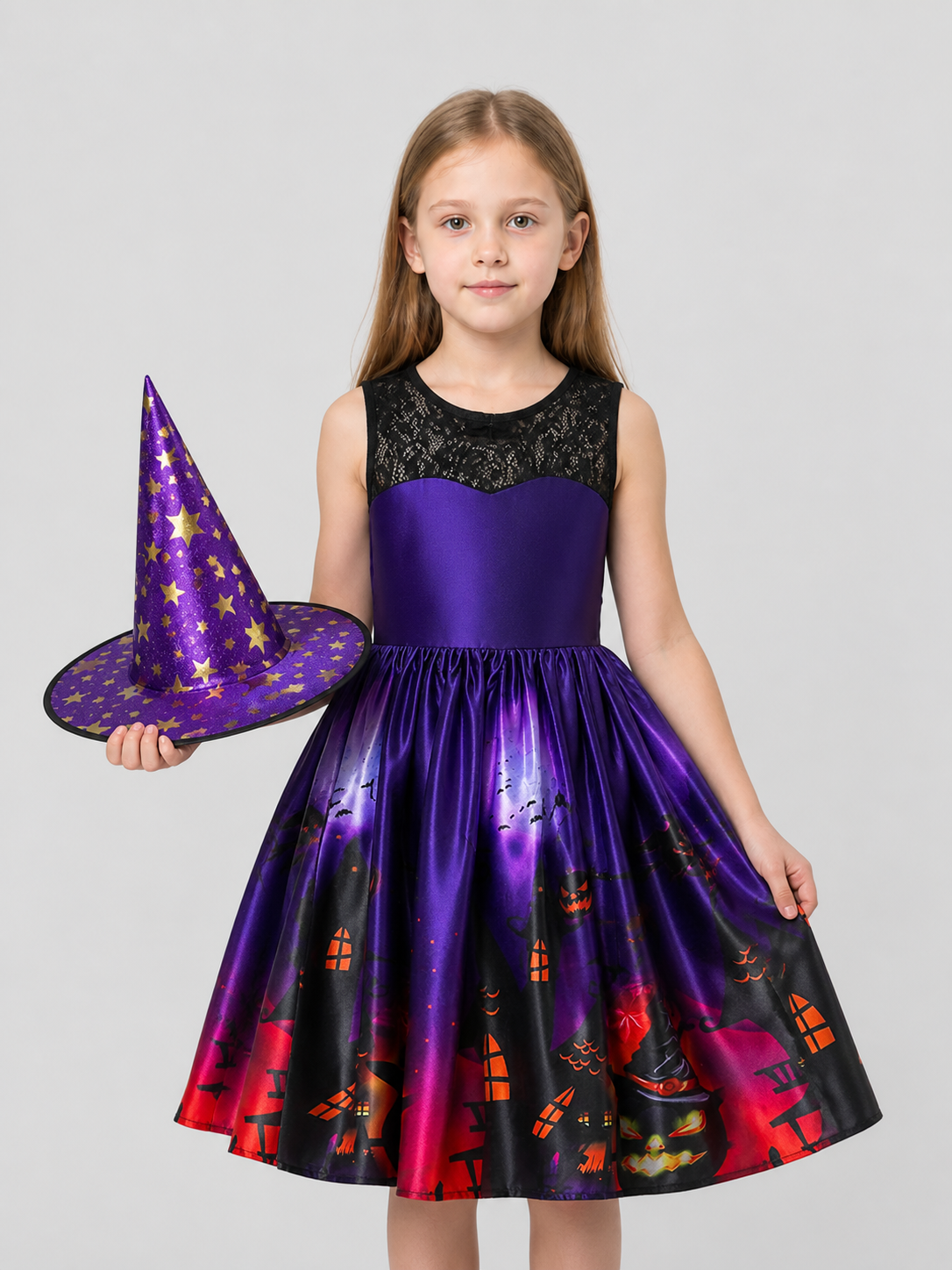 Witch Costume Dress with Hat, Halloween Costume Dresses detail 3