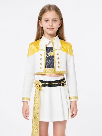 Children's White Costume with Gold Embellishments for Halloween Costumes detail 3