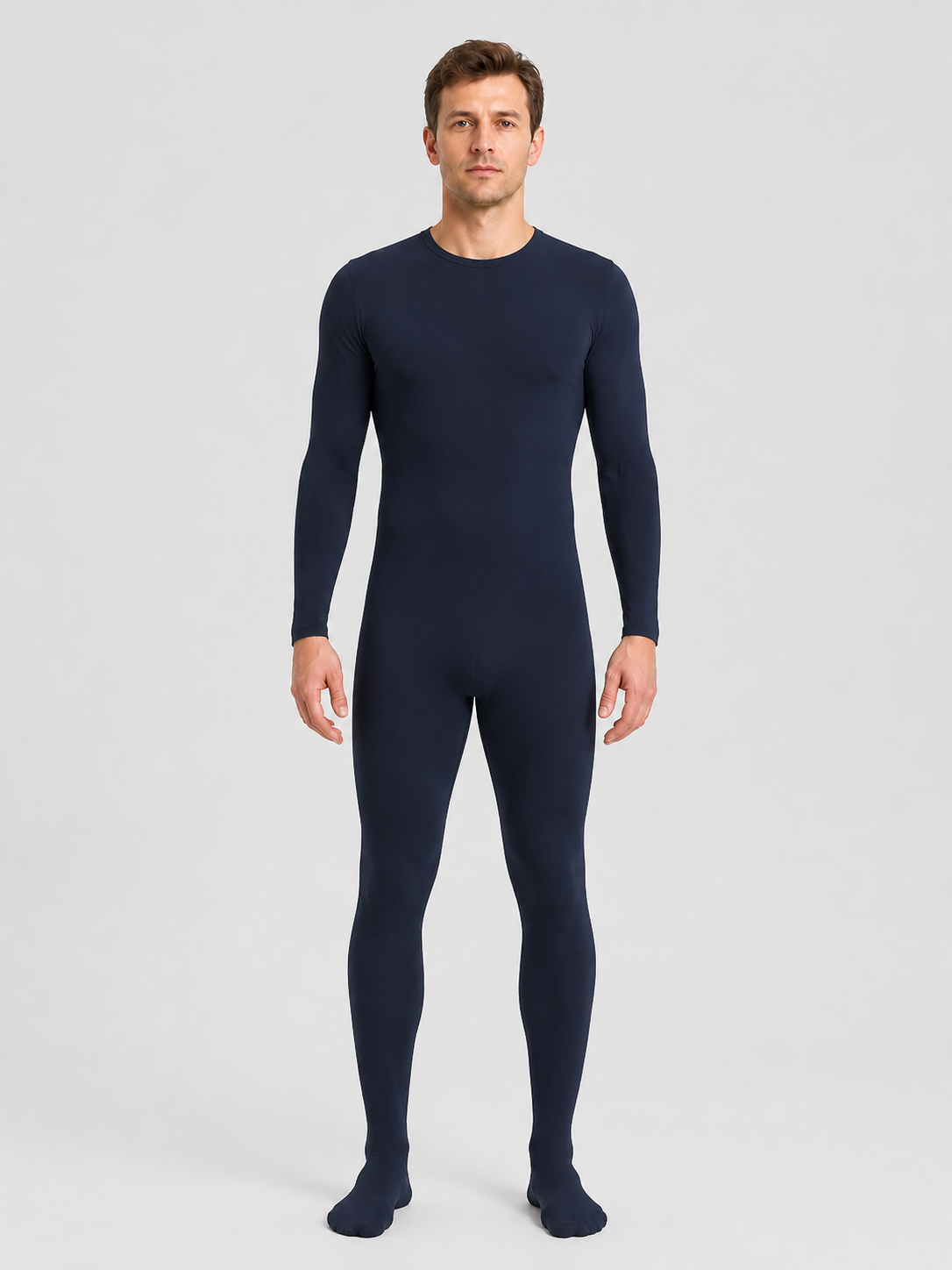 Dark Navy Blue Skin-Tight Zentai Jumpsuit with Feet product detail 3