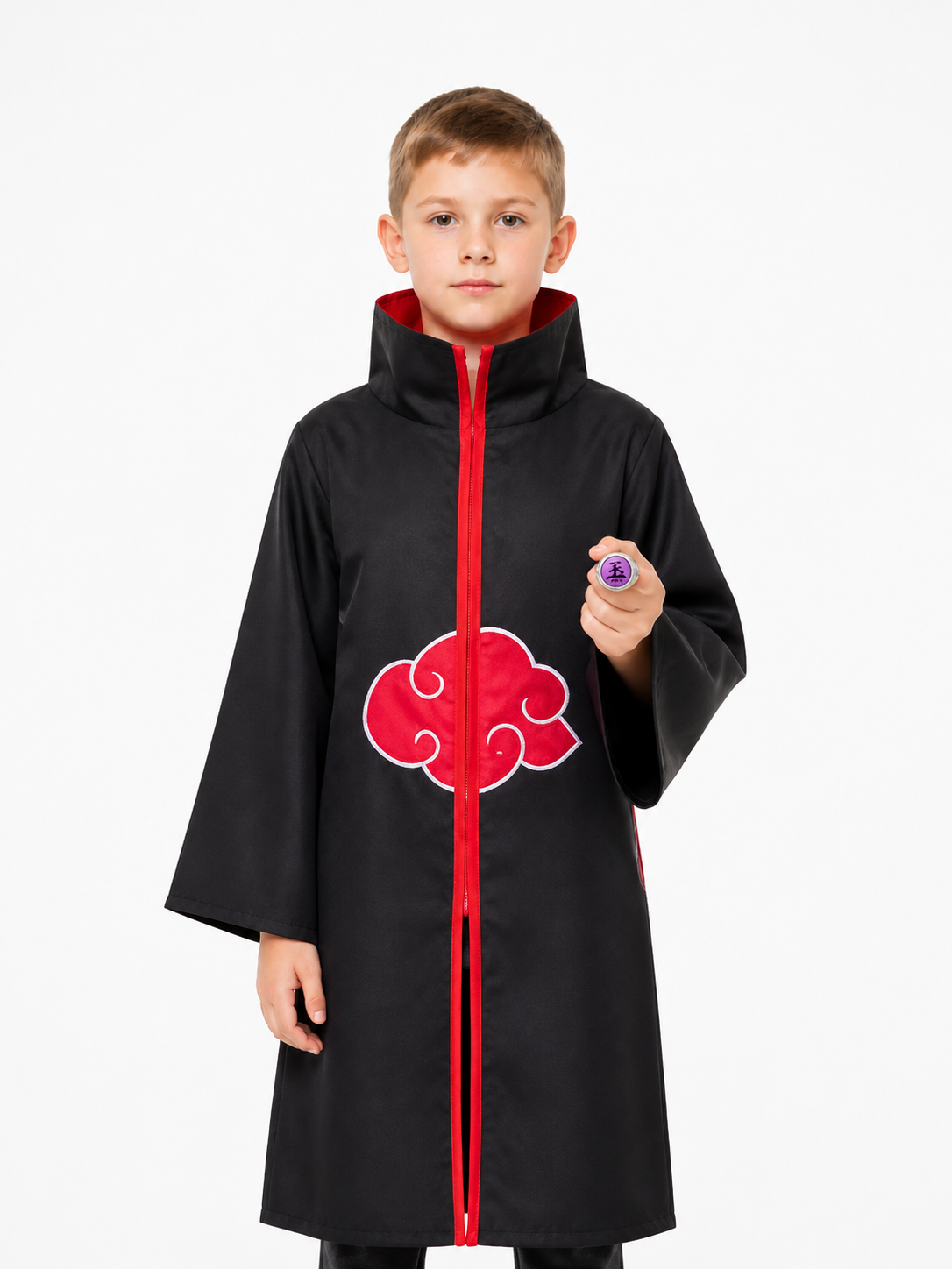 Children’s Naruto Akatsuki Costume, Cloak with Red Clouds product detail 3