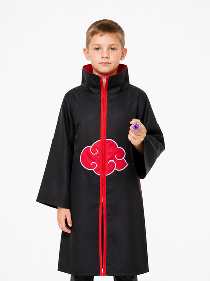Children’s Naruto Akatsuki Costume, Cloak with Red Clouds product detail 3