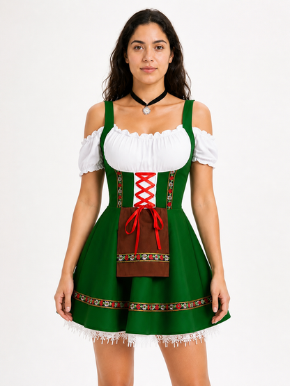 Strappy sundress with a corset-style bodice, apron, and ruffles product detail 3