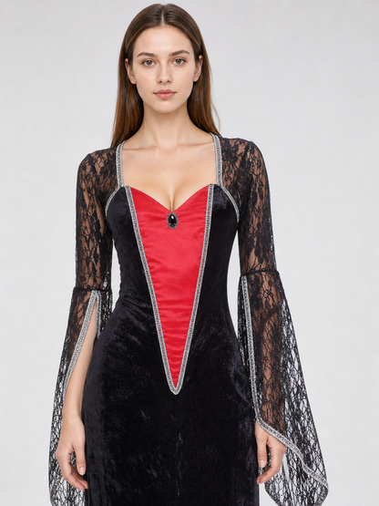 Vintage Court Dress with Cape Sleeves Costume Dresses detail