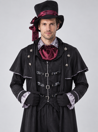 Adult Vampire Costume Black with Burgundy