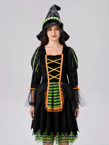Witch Costume with Pointed Hat for Cosplay