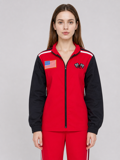 Motorsport-Style Jumpsuit with Flags