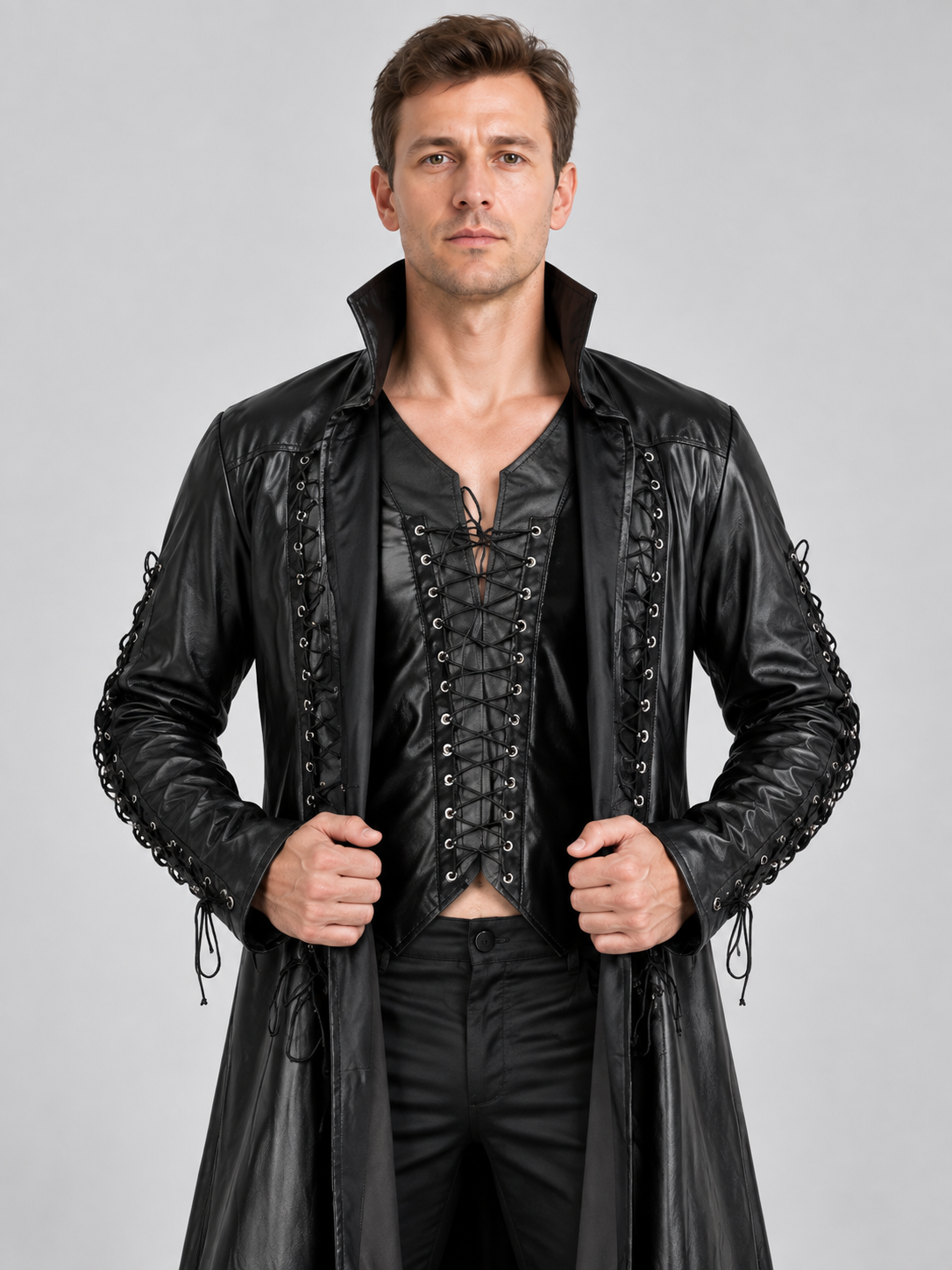 Black Vampire Costume: Coat, Vest, Pants