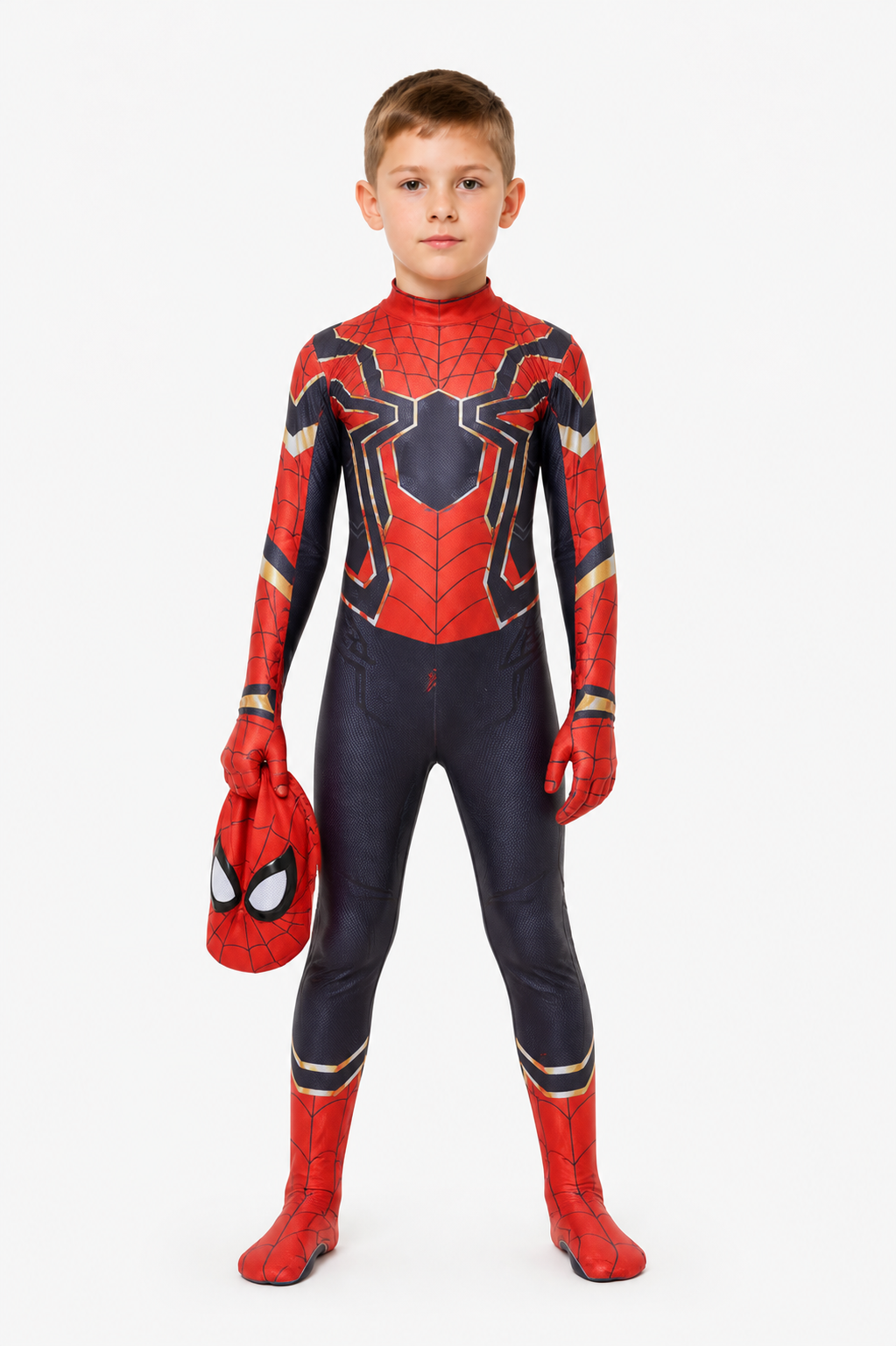 Spider-Man Costume with Mask, Red with Black Pattern Costume Masks detail 3
