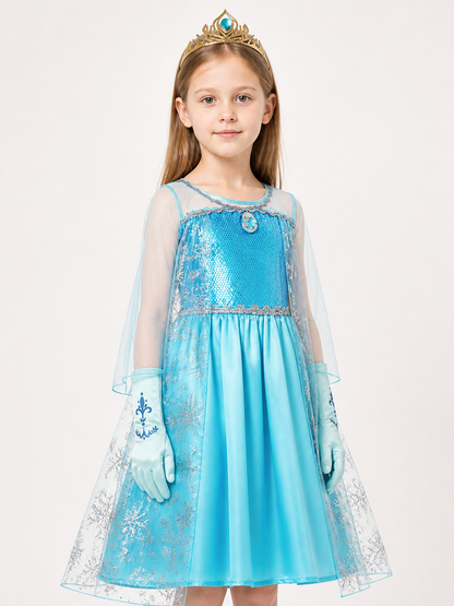Princess Costume with Snowflakes for Halloween Costumes detail 2