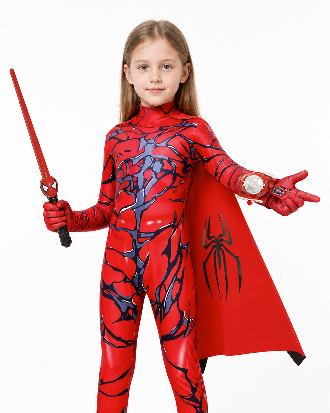 Red Spider-Man Costume with Mask and Cape Costume Capes detail 3
