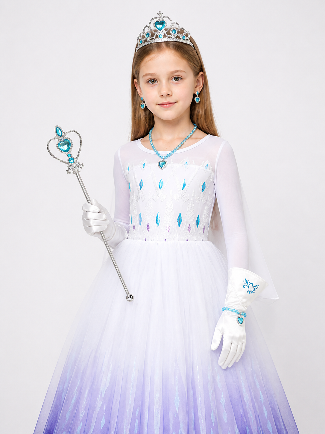 Blue Carnival Dress Costume for Halloween and Cosplay upper body view