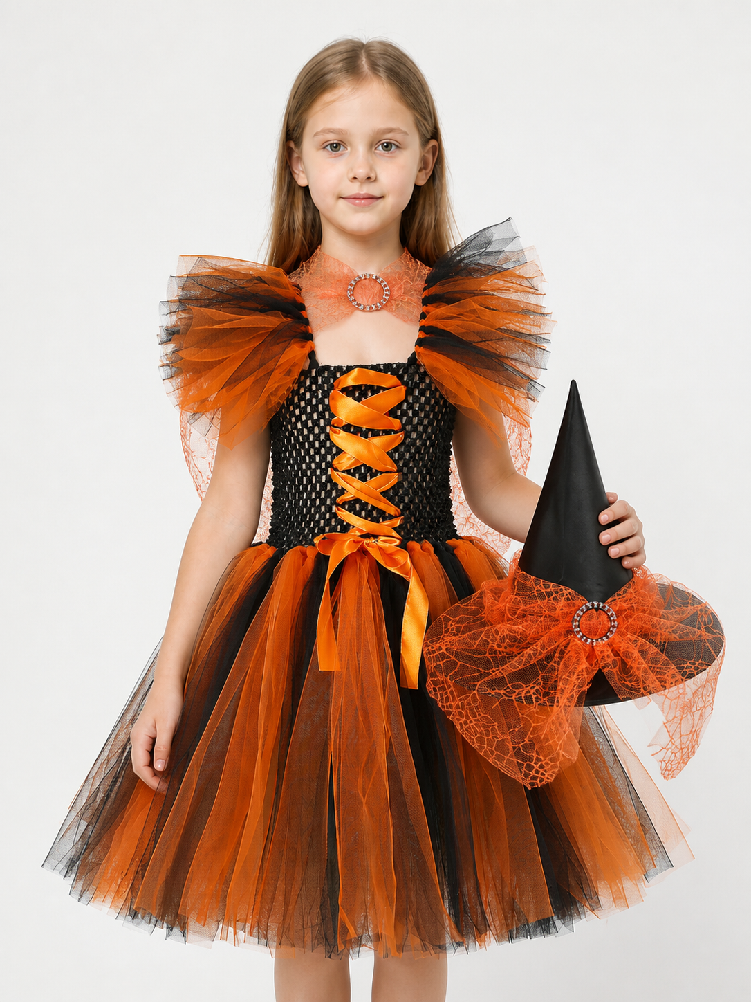 Witch Costume with Full Skirt, Hat, and Cape Costume Capes detail 3