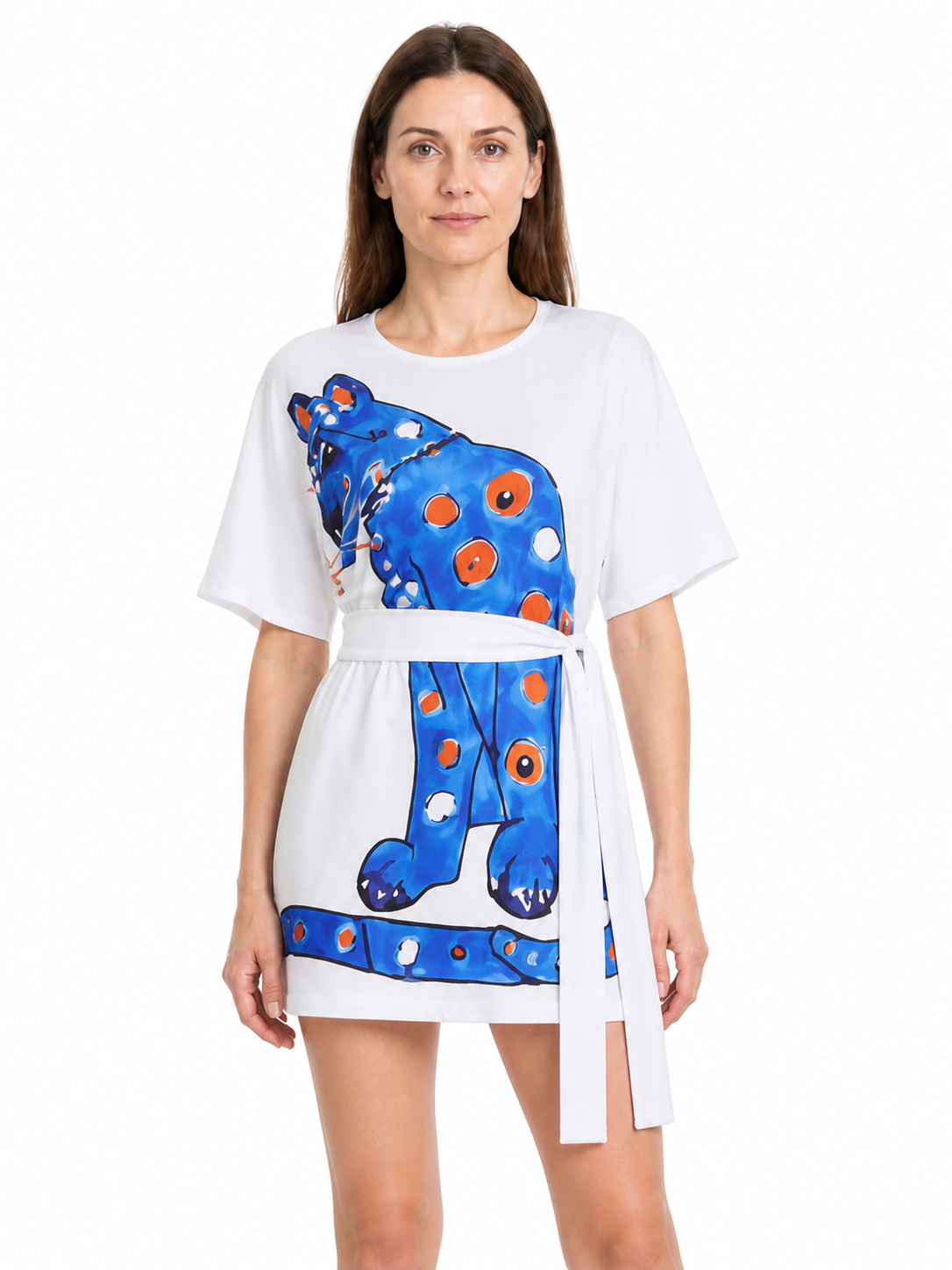 White short carnival dress with print and belt Costume Dresses detail 3