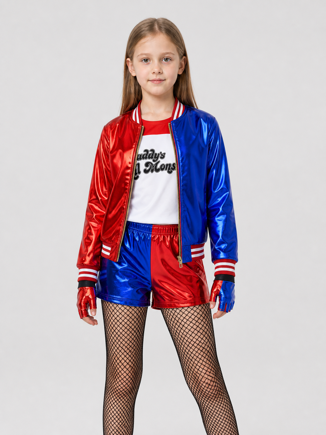 Harley Quinn Costume: Jacket, Shorts, Gloves, and Tights Costumes detail 3