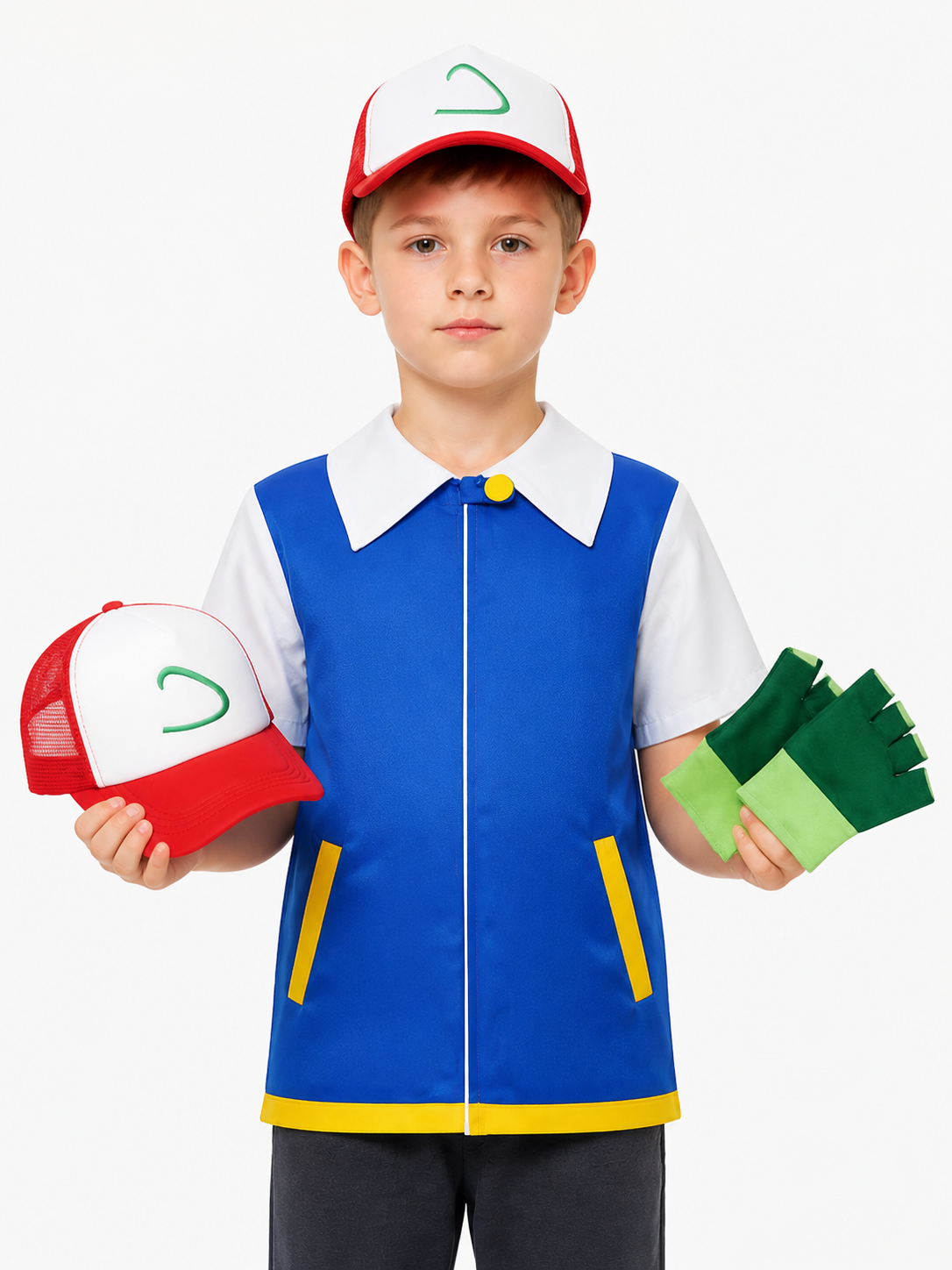Children’s cosplay costume: blue jacket, hat, and gloves product detail 3