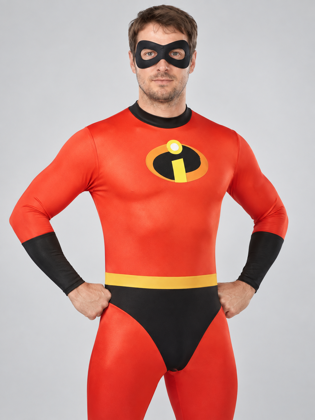 Superhero Costume Red Jumpsuit with Mask and Belt