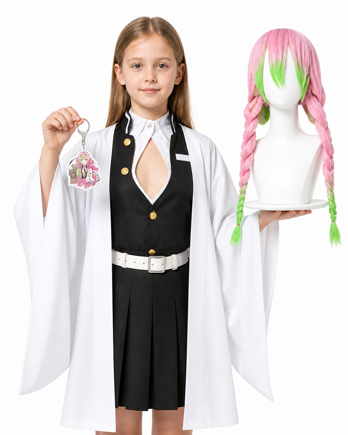 Mitsuri cosplay costume with wig and accessories Costume Wigs detail 3
