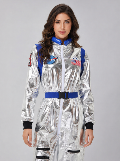 Silver and blue one-piece astronaut costume for cosplay Costumes detail 2