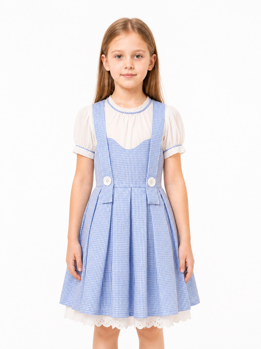 Small Blue-and-White Checkered Dress with Apron