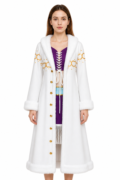 White Long Coat with Wide Collar